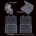 18-Compartment Snack Box, 2 Pieces Snack Plates with Lids for Candy, Nuts, Snacks, Adjustable Plastic Storage Box for Jewelry, Transparent Sorting Boxes 18 compartments-2 pieces