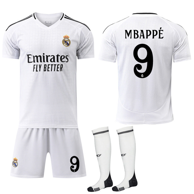 Real Madrid Home Shirt Kids & Adults Football Shirt With Socks No.9 Mbappé 2024-2025 No.9 Mbappé XXL