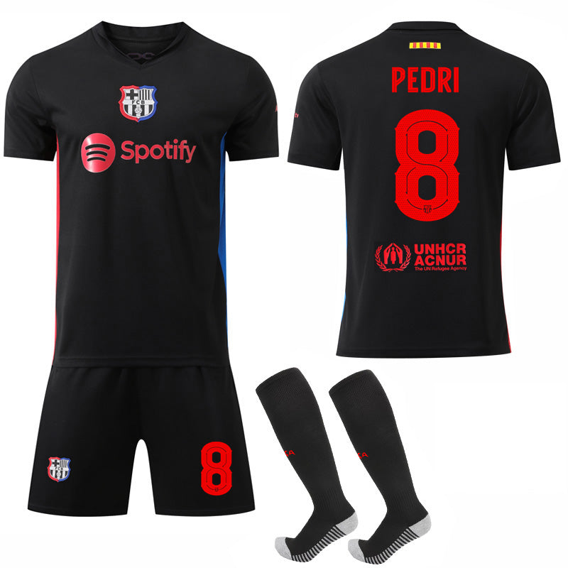 2024-2025 Barcelona Away Shirt Black Football Shirt Set No.8 PEDRI XXL