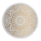Round microfiber mandala beach towel hippie boho beach towel with tassels oversized wrap blanket tr