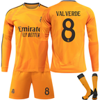 2425 Real Madrid Football Shirt No. 5 Bellingham 7 Vinicius Jr. Long Sleeve Football Shirt Set for Adults and Kids No. 8 VALVERDE No.8 VALVERDE S