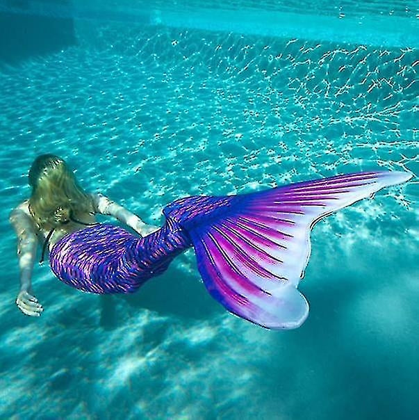 Children's durable mermaid tail for swimming, Monofin included - Perfect purple adult S