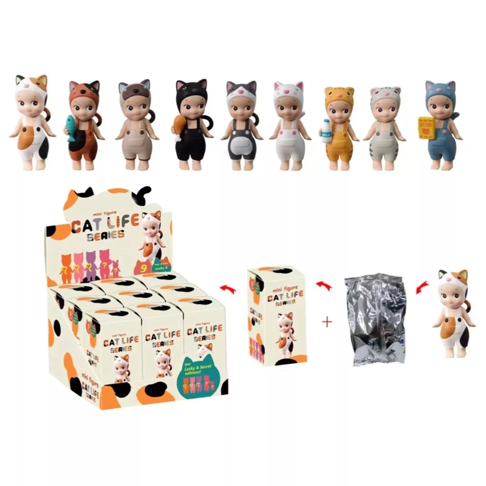 Sonny Angel HIPPERS - Original Mini Figure, Limited Edition, Sealed Blind Box - Cat Life Series 9pc #8