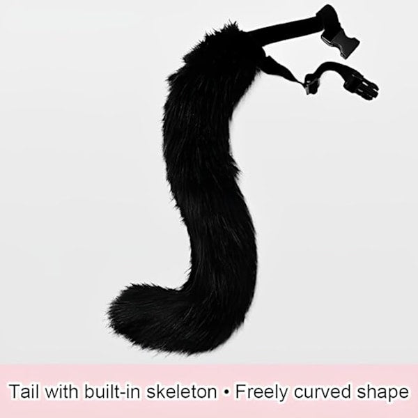 Plush mask with fox tail and ears set, cat tail fox costume cosplay costume with cat ears and paw gloves halloween cosplay gray grey