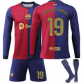 FCB 19 LAMINE YAMAL 2023/2024 Long Sleeve Autumn/Winter Away Football Shirt/Shorts/Socks Set Youth Kids Sizes S