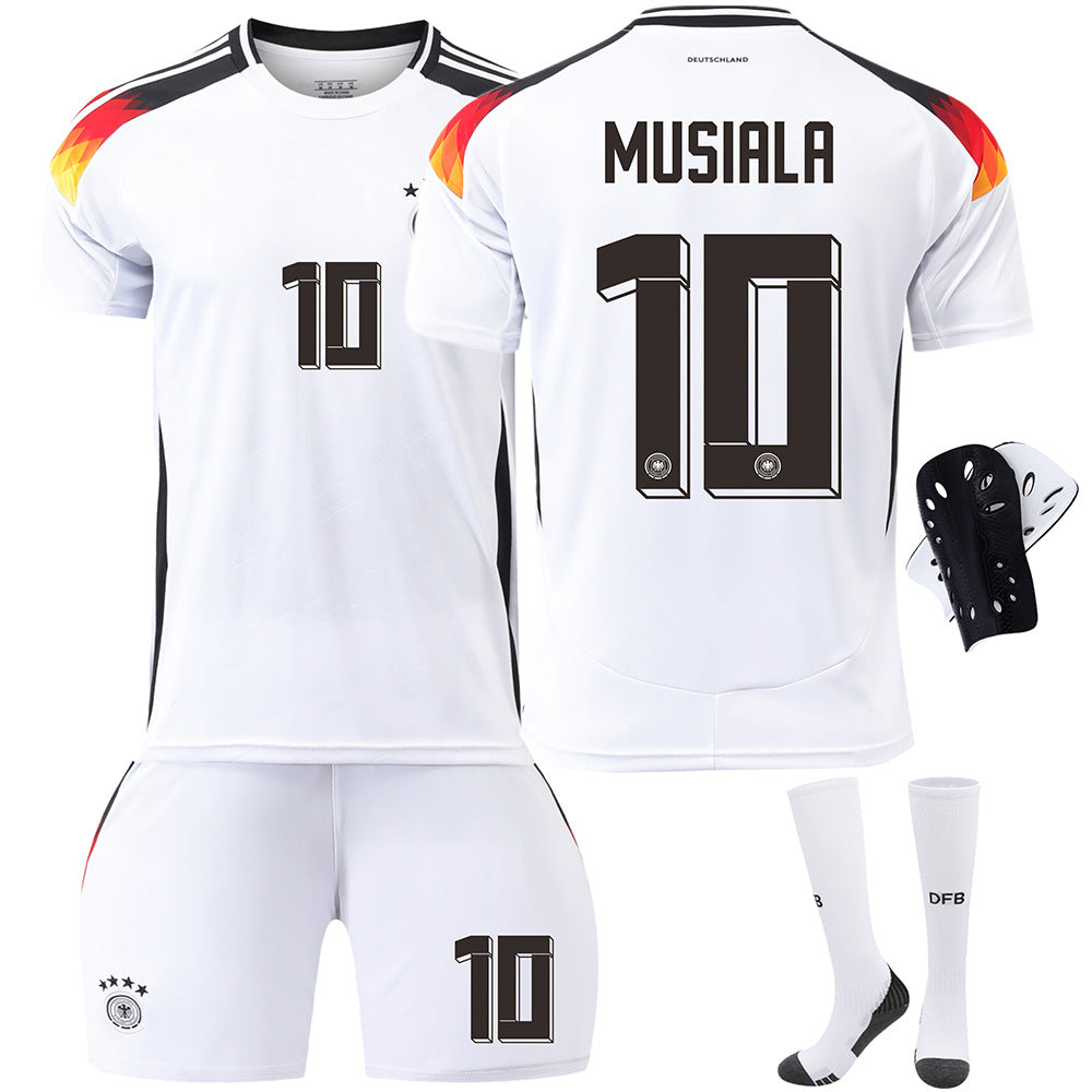 Germany Home Euro 2024 Jersey Football Shirt Kids Men Kit No. MUSIALA With socks+protective gear XS