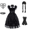 Girls' dress cosplay Wednesday Brigitte princess dress lace details puff sleeves children Wednesday 9pcs 120
