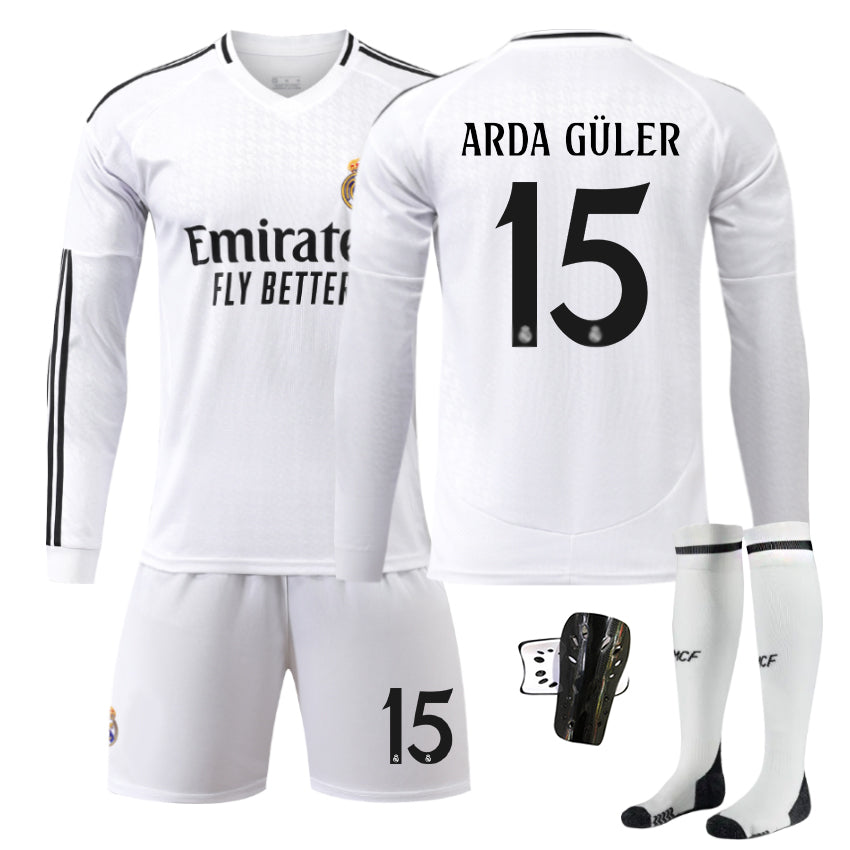 Real Madrid Kids Home Kit 2024-2025 Autumn & Winter No. 15 socks + Guard 24 ARDA GULER No. 5 socks No. 5 socks 26