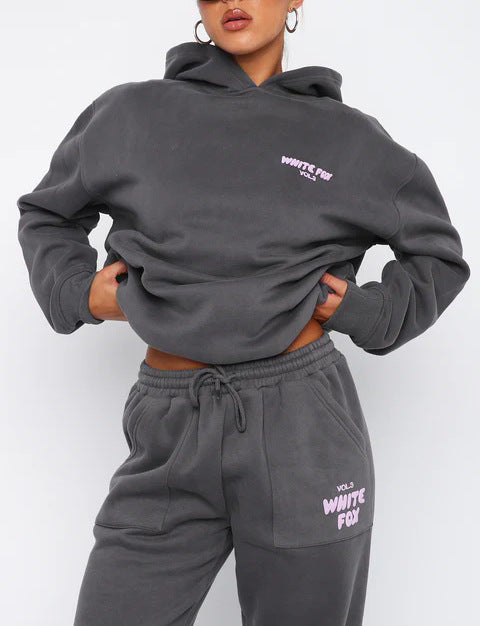 Warm sweater 2- set letter VOL.3 WHITE Fox New Top Hoodies Dark gray Dark gray S#