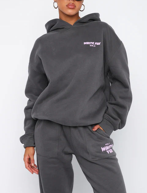 Warm sweater 2- set letter VOL.3 WHITE Fox New Top Hoodies Dark gray Dark gray S#