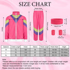 80s Fashion Height Shell Jacket Costume, 80s Fancy Dress Men Women with Headband Bracelet, 1980s Disco Fancy Dress red-XL