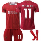 24-25 Liverpool Salah 11 Home Football Kit New Season Latest Adult Kids Football Kit Football Adult XXL (185-190cm)