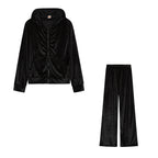 Women's Velour Juicy Tracksuit Couture Two-Piece Tracksuit Black black black black S