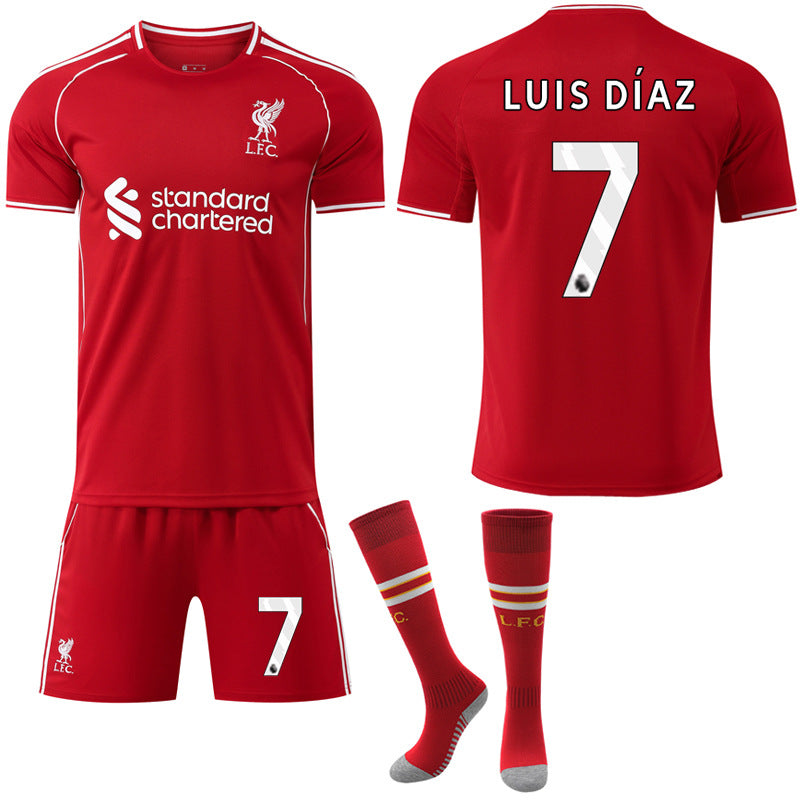 2025-2026 Liverpool Home Shirt Set Kids Adult Football Kit No.7 LUIS DIAZ No.7 LUIS DIAZ XX XXL No.7 LUIS DIAZ