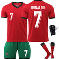 2425 Portugal Shirt EM Children's Football Shirt Set No.7 RONALDO With socks+protective gear S
