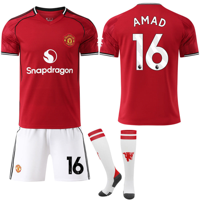 Man Utd Home Shirt 2025-2026 for Kids & Adults - No.16 AMAD with Socks No.16 AMAD XXL