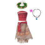 Moana Dresses Girls Children's Clothing Cosplay Vaiana Princess Dress Necklace Wig Kids Carnival Party Summer Disney Costume Set Moana Set 03 Moana Set 03 5-6T(130)
