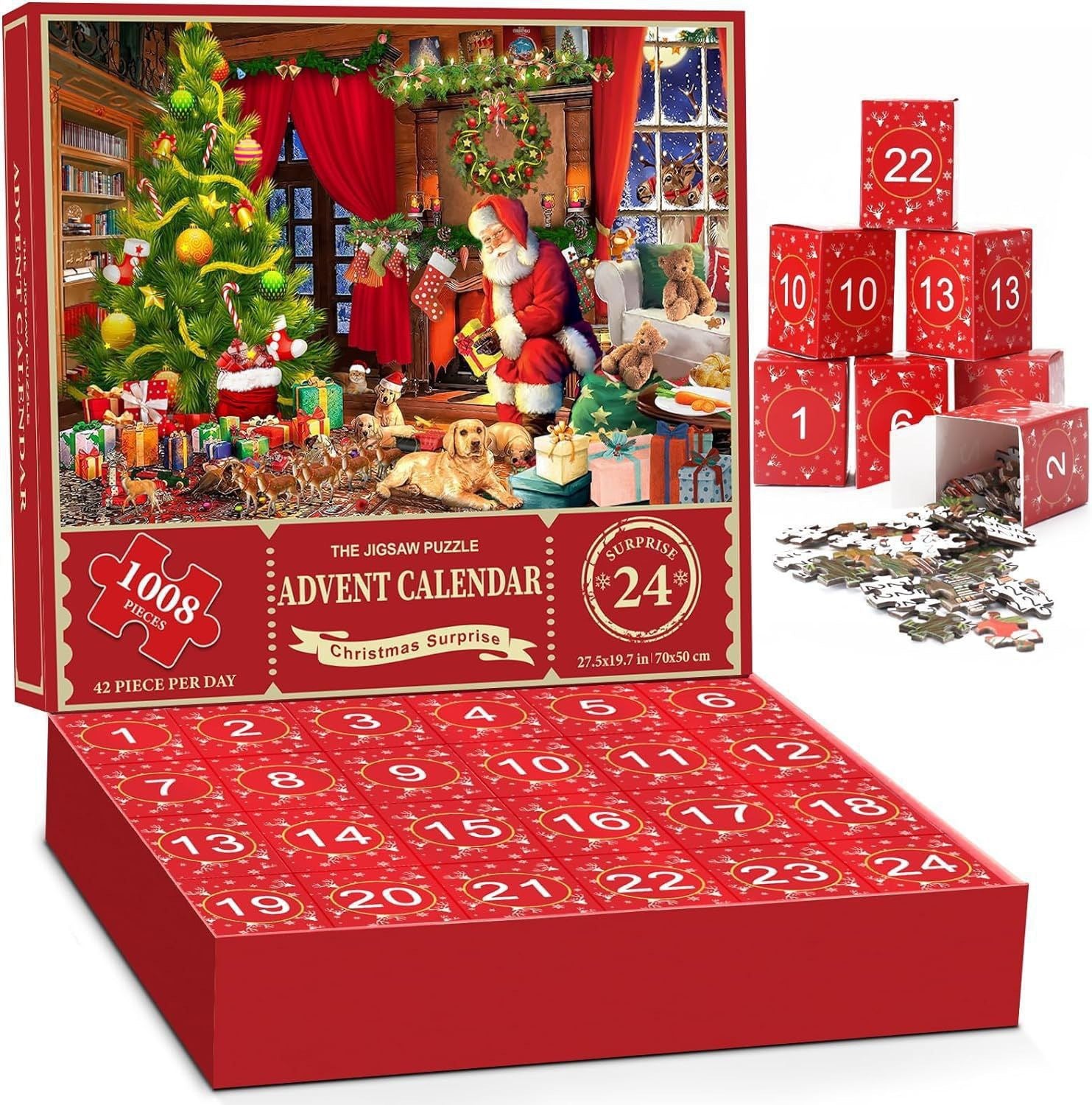 Puzzle Advent Calendar 2024, 1008 Puzzle Pieces 24 Days Toy Store Puzzle Christmas Countdown Advent Calendar