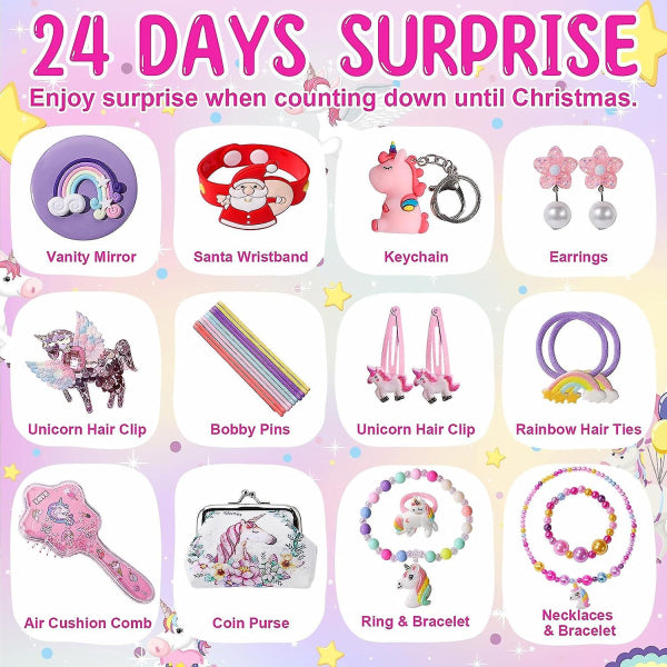 Advent Calendar for Girls - Unicorn Gifts for Girls Advent Calendar 24 Days Surprise Gifts Best Gifts for Daughters, Granddaughters