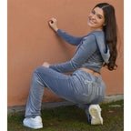 Women's velvet Juicy Couture tracksuit two-piece set grey grey M