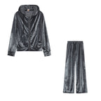 Women's velvet Juicy Couture tracksuit two-piece set grey grey M