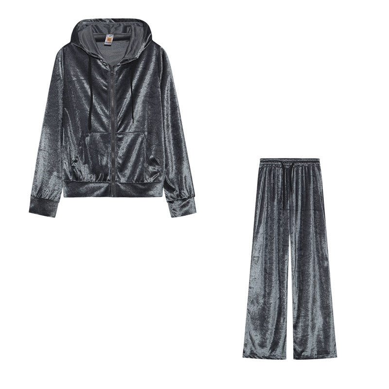 Women's velvet Juicy Couture tracksuit two-piece set grey grey M