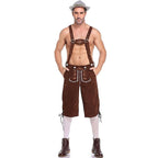 Men's Lederhosen - Genuine Leather, Authentic German Lederhosen for Men, Oktoberfest Attire - Brown-XF7-Brown M