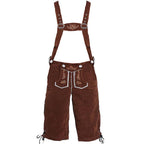Men's Lederhosen - Genuine Leather, Authentic German Lederhosen for Men, Oktoberfest Attire - Brown-XF7-Brown L