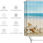 Waterproof Shower Curtain for Beach with Elegant Pattern, Anti-Mildew, 200x240 cm