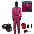 Kids Halloween Squid Game Cosplay Jumpsuit Cosplay Costume Set - HZ rose red + triangle mask rose red + triangle mask rose red + triangle mask 5-6 years old