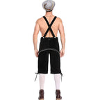 Men's Lederhosen - Genuine Leather, Authentic German Lederhosen for Men, Oktoberfest Outfit - Black-XF7- Black L