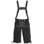 Men's Lederhosen - Genuine Leather, Authentic German Lederhosen for Men, Oktoberfest Outfit - Black-XF7- Black L