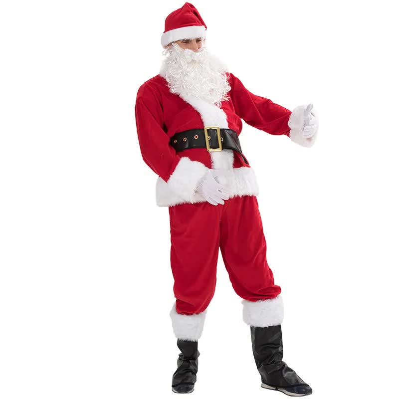 Santa Claus costume 7 parts complete Christmas costume for adults Cosplay Santa Claus costume plus elf plus santa xl pulse (180-195cm)