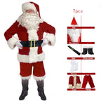 Santa Claus costume 7 parts complete Christmas costume for adults Cosplay Santa Claus costume plus elf plus santa xl pulse (180-195cm)