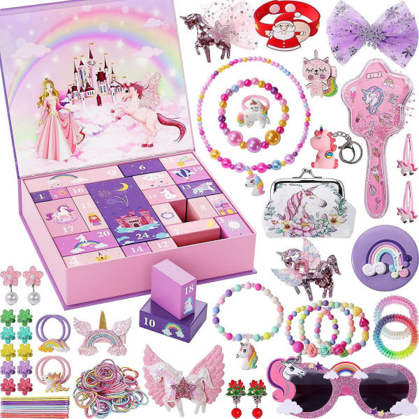 Advent Calendar for Girls - Unicorn Gifts for Girls Advent Calendar 24 Days Surprise Gifts Best Gifts for Daughters QC-066 pink