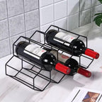 Freestanding Metal Wine Rack for 9 Bottles - Black, Tabletop Wine Rack
