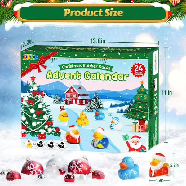 Advent Calendar 2025 Christmas Rubber Ducks - 24 Days Christmas Countdown Calendar Gifts for Kids Girl Boy Christmas Fun Duck Bath Toy
