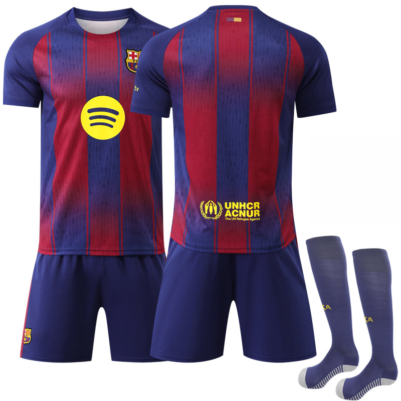 25-26 Barcelona Home Shirt Kids Adult Football Shirt Without Number No Number Adult XXL