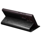 Compatible with Samsung Galaxy S24 Ultra Mobile Case Wallet Case Flip Stand Phone Protection Genuine Leather Black