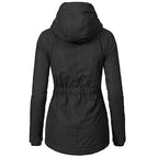 Waterproof Warm Winter Jacket with Hood, Thick Fleece Lined Cotton Jacket for Women - yujia Black XXXXL