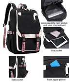 K-Pop Demon Hunters Anime School Backpack Cute Cartoon Bag for Students black_tfrf black 10