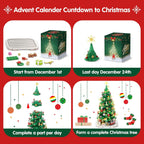 Advent Calendar 2024 Christmas Tree Building Kit Toy, 1066 Pieces Christmas Countdown Calendar, 24 Days Building Block