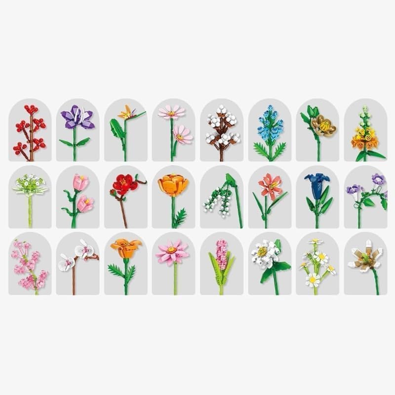 2025 Flower Bouquet Building Blocks Christmas Advent Calendar 2024, Christmas 24 Days Sunflower Bouquet Surprise Box Sunflower