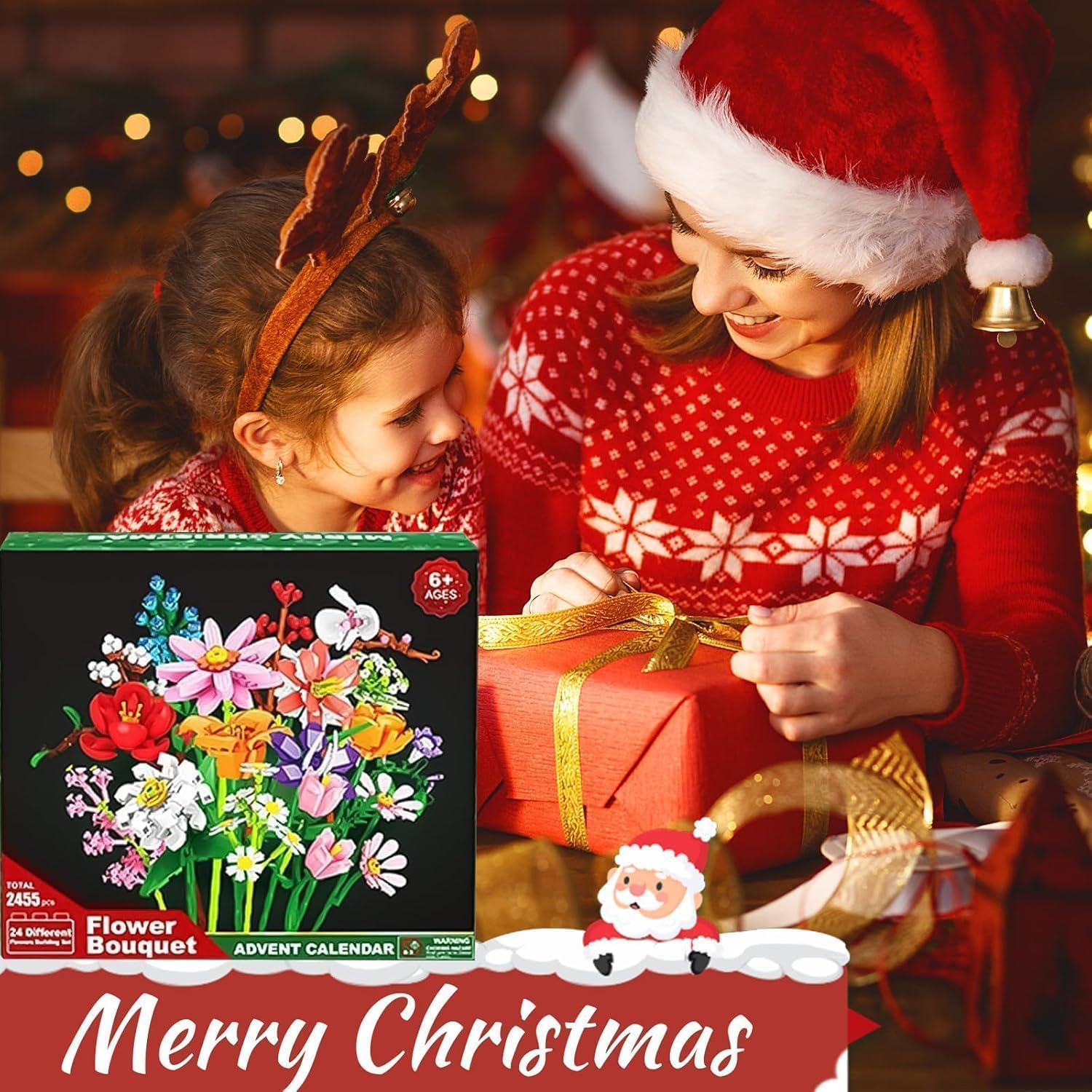 2025 Flower Bouquet Building Blocks Christmas Advent Calendar 2024, Christmas 24 Days Sunflower Bouquet Surprise Box Sunflower