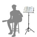 {CA}Adjustable Music Stand, Portable Foldable Metal Stand with Carrying Bag, Lightweight for Storage or Travel, Black