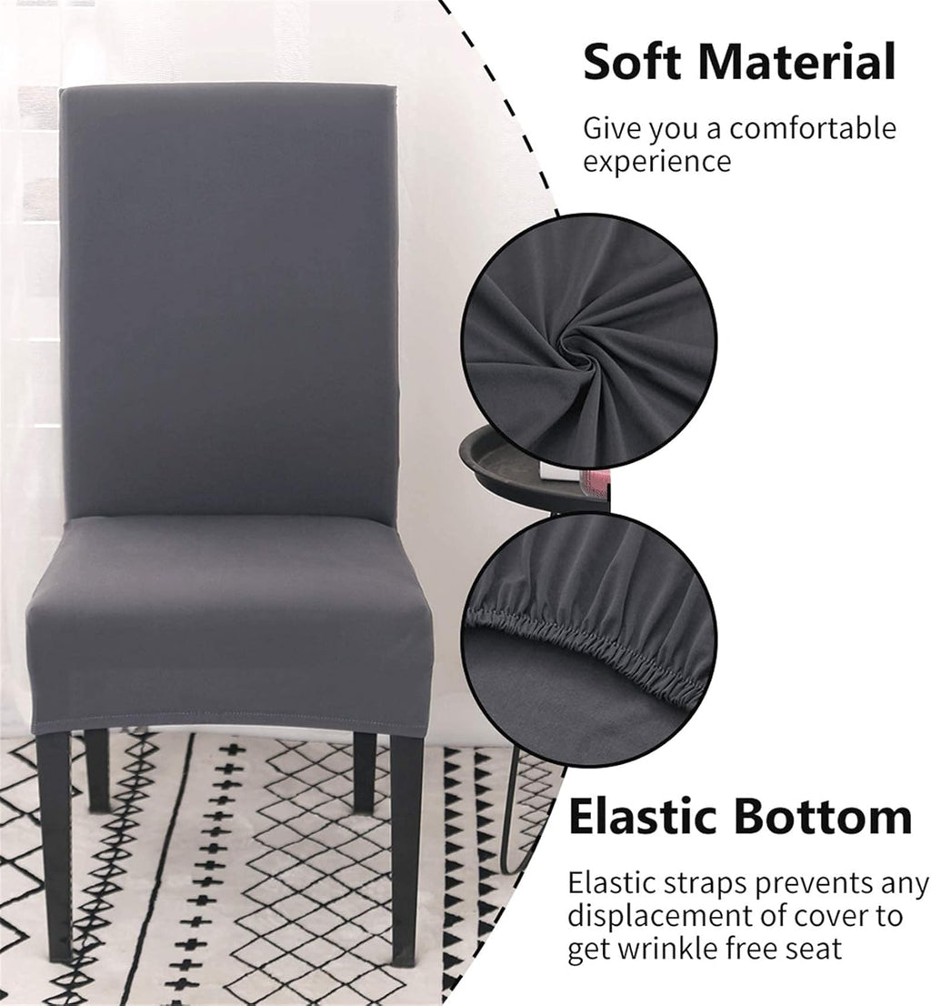 Chair Covers Set of 4 or 6, Stretch Removable Washable Chair Covers Decoration Slipcovers Seat Covers for Hotel grey-tfrf grey 6pcs