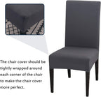 Chair Covers Set of 4 or 6, Stretch Removable Washable Chair Covers Decoration Slipcovers Seat Covers for Hotel grey-tfrf grey 6pcs