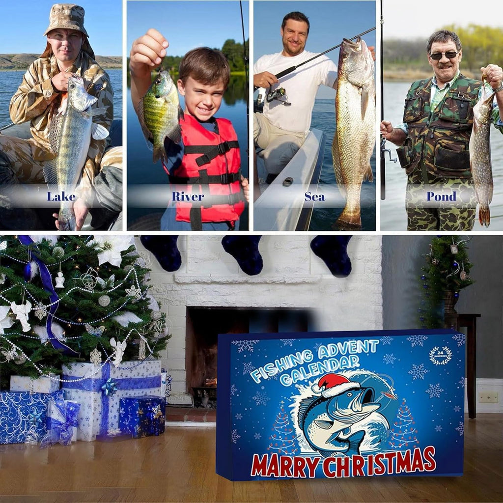 Fishing Advent Calendar, Fishing Tools Accessories Kit Christmas Countdown Gifts, 24 Days of Bait Accessories and Equipment Surprises for Fishing Lovers fishing C