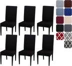 Dining Room Chair Covers, Set of 4 or 6, Stretchy, Removable, Washable, Chair Covers, Decorative Covers, Seat Covers for Hotels Black-tfrf Black 6pcs