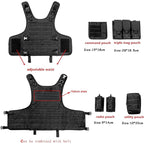 Tactical Vest, Adjustable Plate Carrier for Army, Police, Black